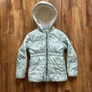Young Hearts Girls Green/White Butterfly Jacket